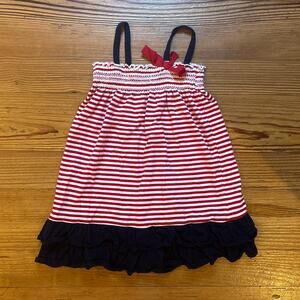 OshKosh B'gosh red white striped blue ruffle tank dress SIZE 3T